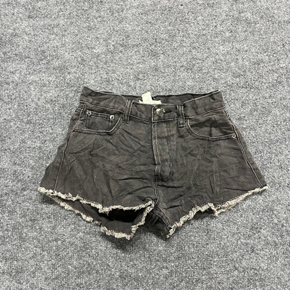 Forever 21 Shorts Womens Size 24 Black Denim Raw Hem High Rise Casual Frayed